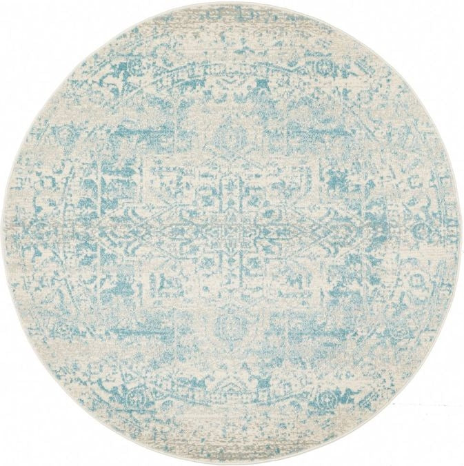 Evoke 253 White Blue Round   -200X200CM - ROUND