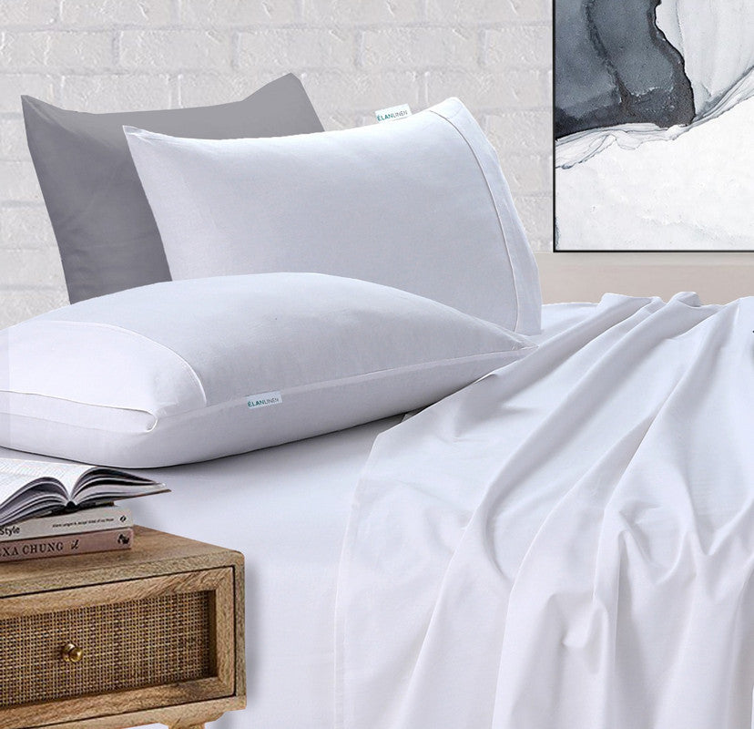 100% Egyptian Cotton Vintage Washed 500TC White 50 cm deep Mega King Bed Sheets Set