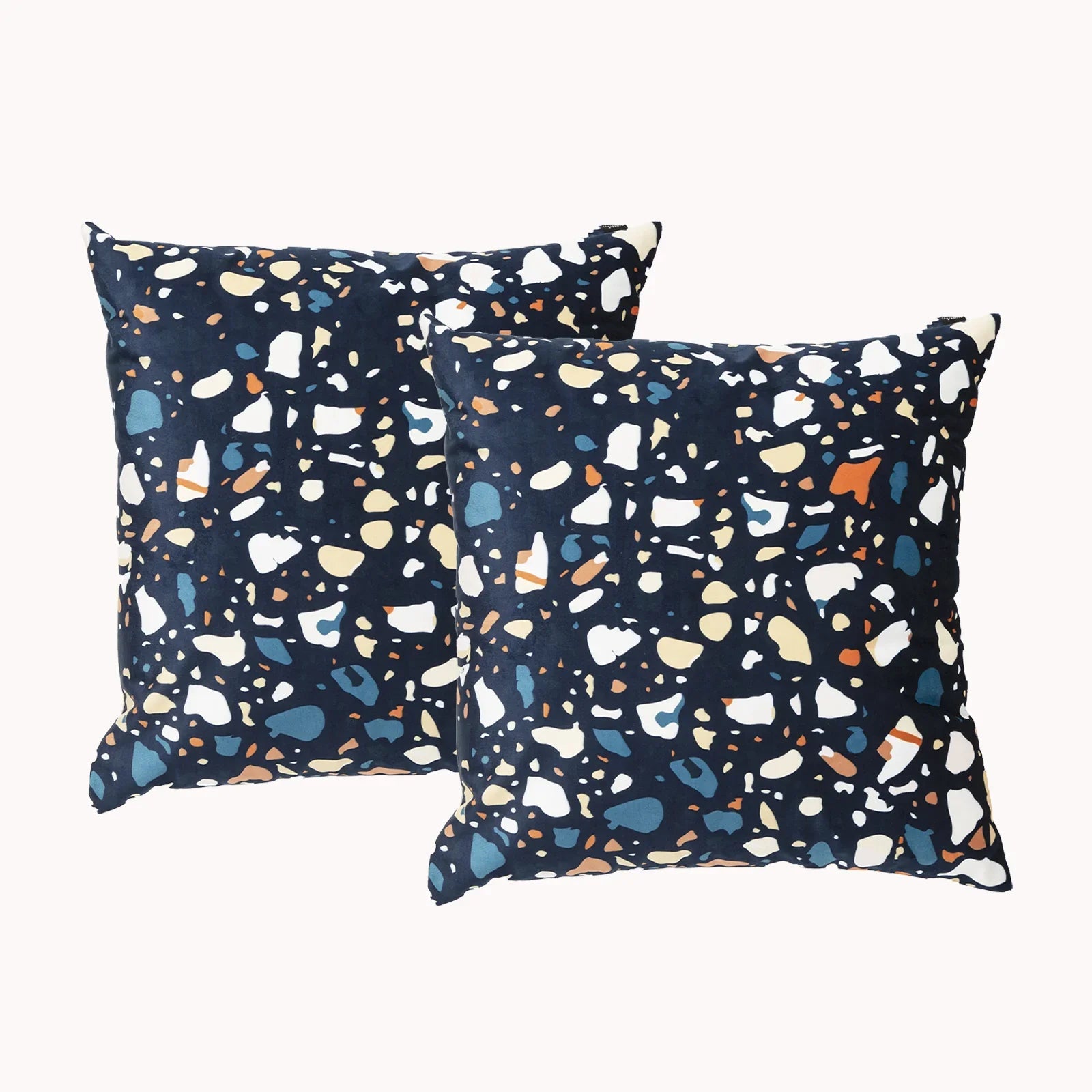 Terazzo Twin Pack Poly Velvet Printed Cushion by