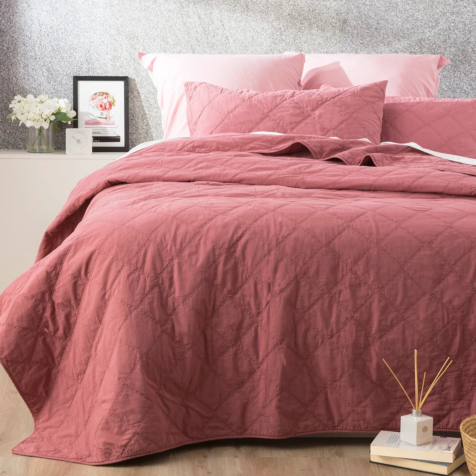 Attwood Vintage Stone Washed Cotton Quilted Rose Coverlet Set by  Queen/King