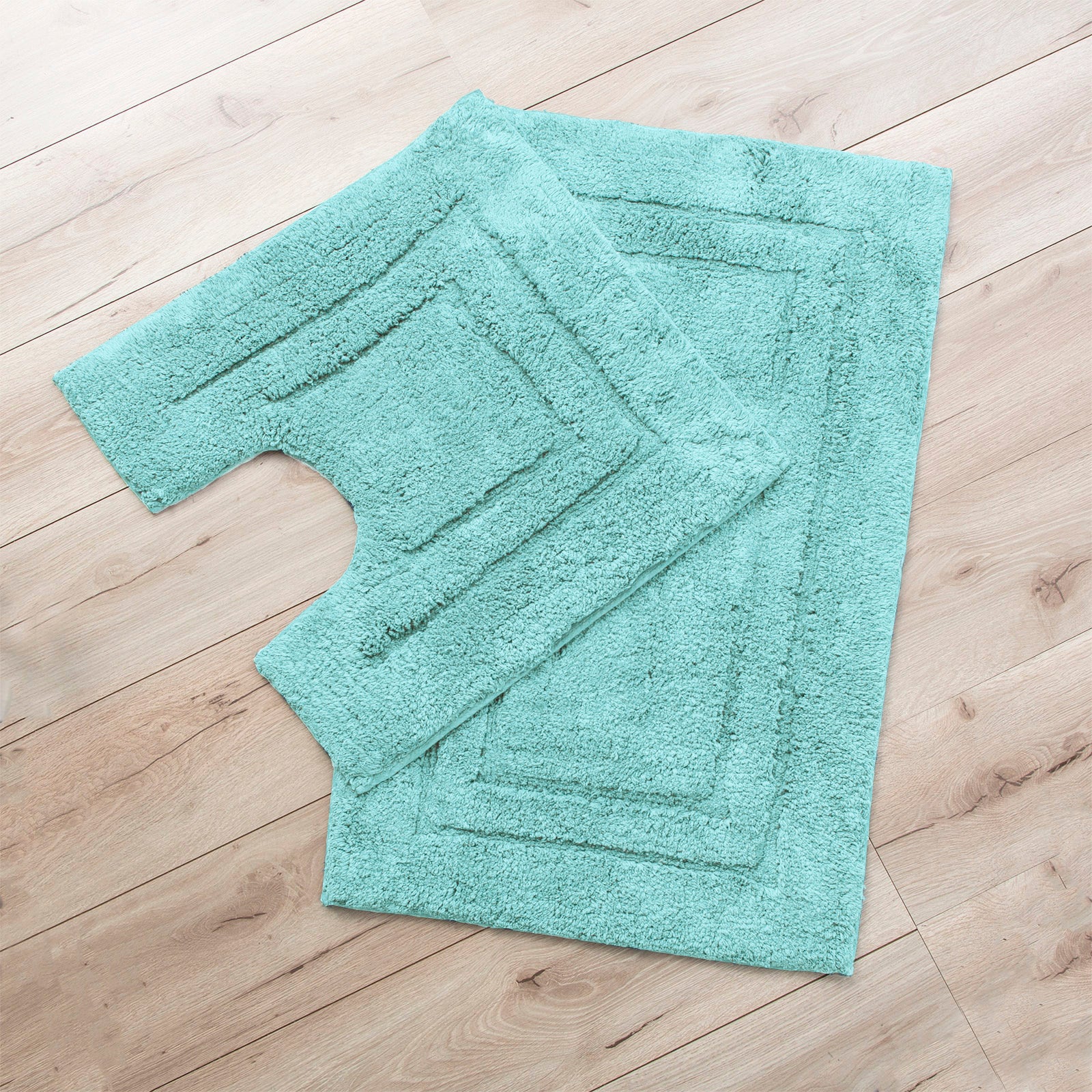 2200 GSM 2 Piece Tufted Aqua Bath Mat Set by