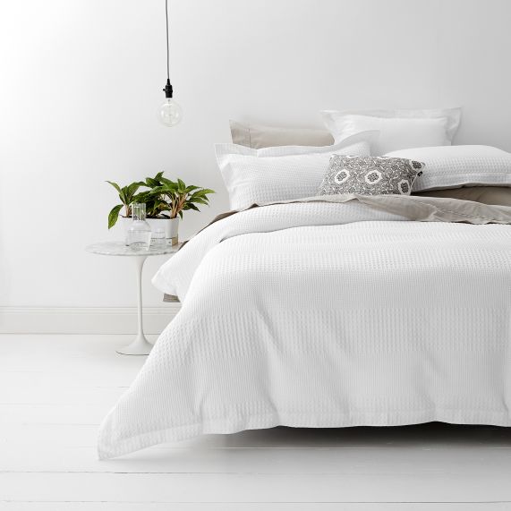 Elegance Waffle Cotton Jacquard White European Pillowcase by Renee Taylor