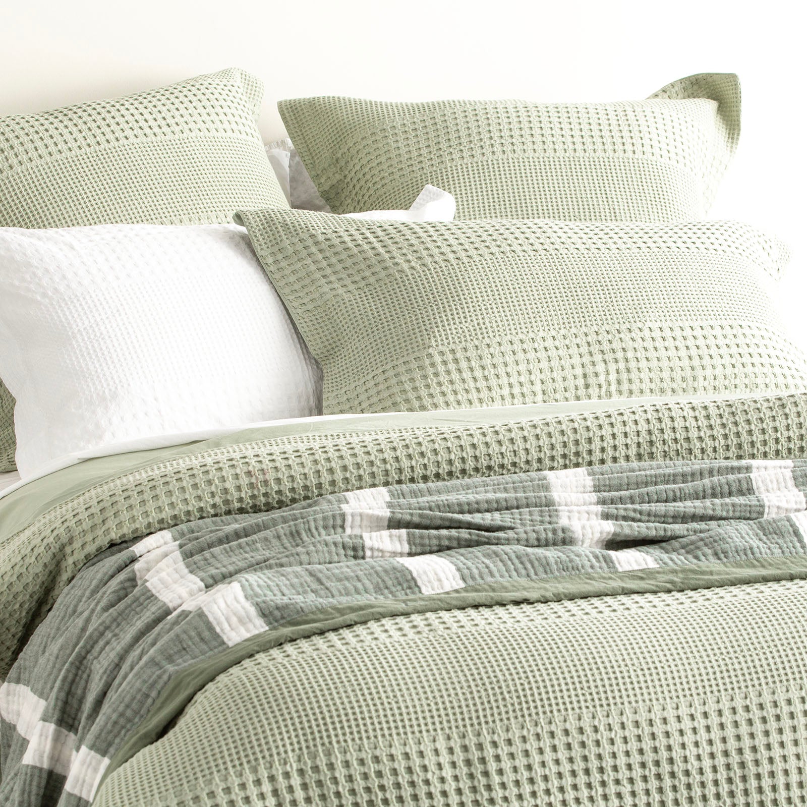 Elegance Waffle Cotton Jacquard Moss European Pillowcase by