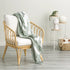 Ray Striped Vintage Washed Yarn Dyed Textured Cotton Pistachio Throw by