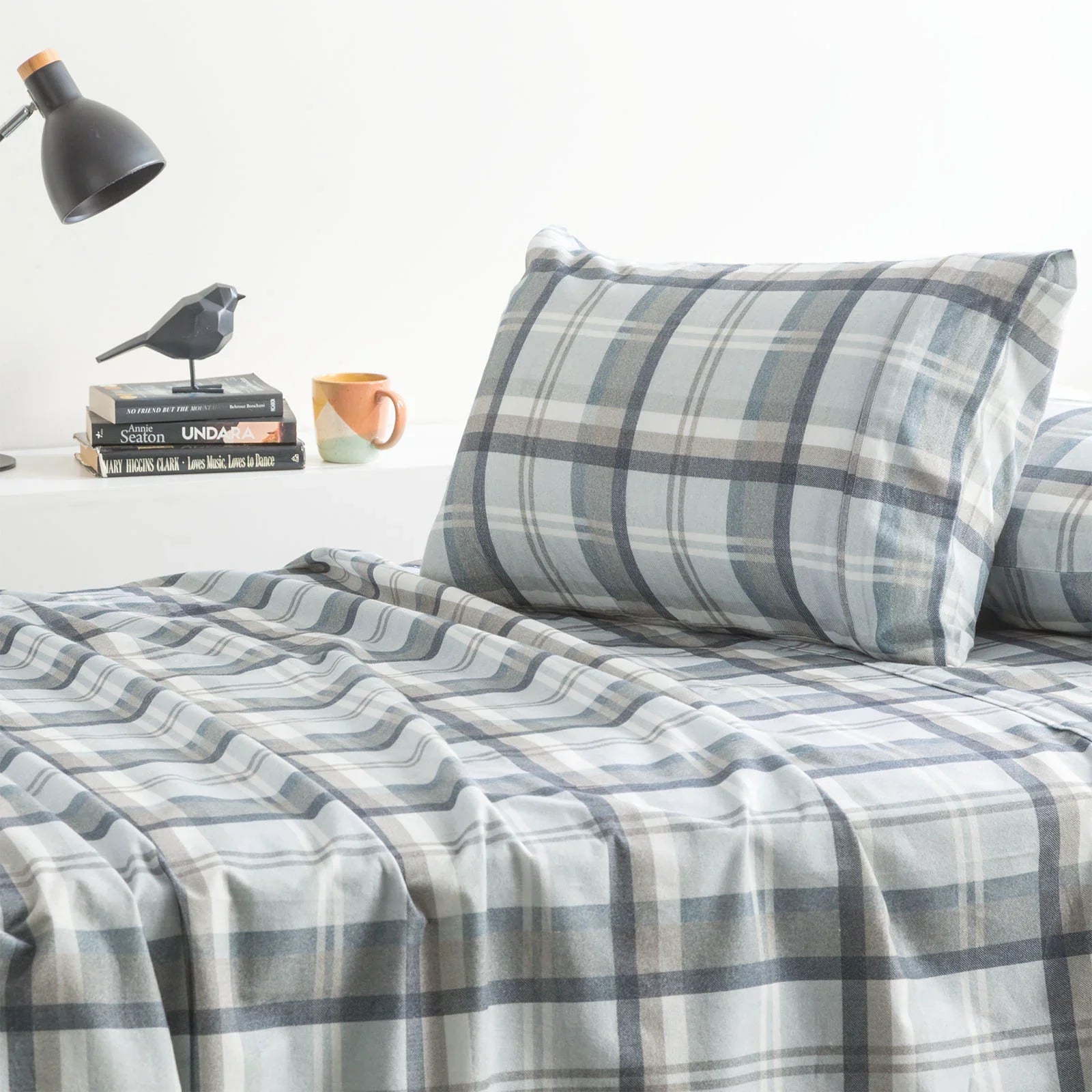 Heathered Plaid 175 GSM Egyptian Cotton Flannelette Sheet Set by  King