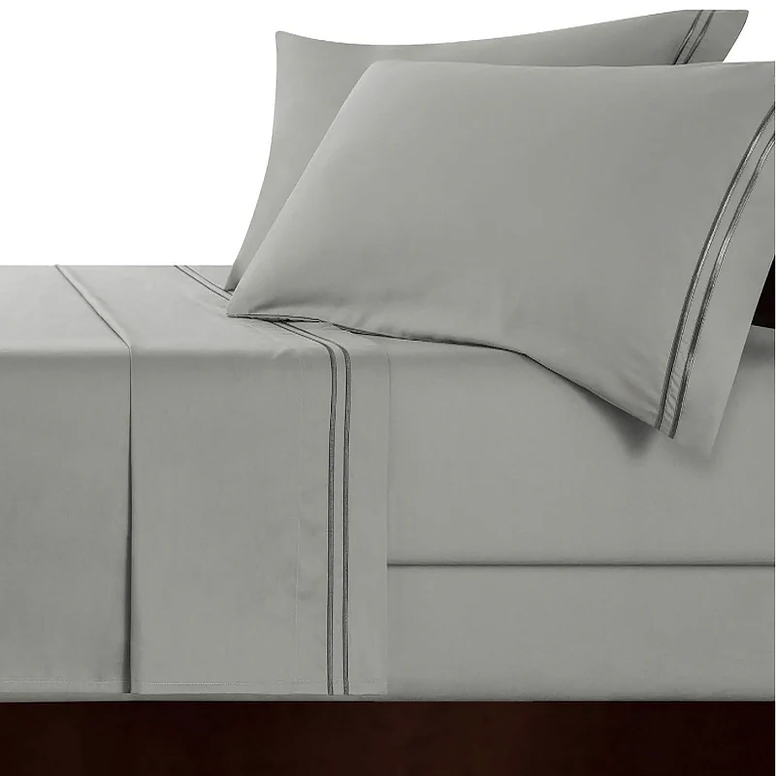 Strada Embroidered 1000 TC Egyptian Cotton Silver Charcoal Deep Queen Sheet sets