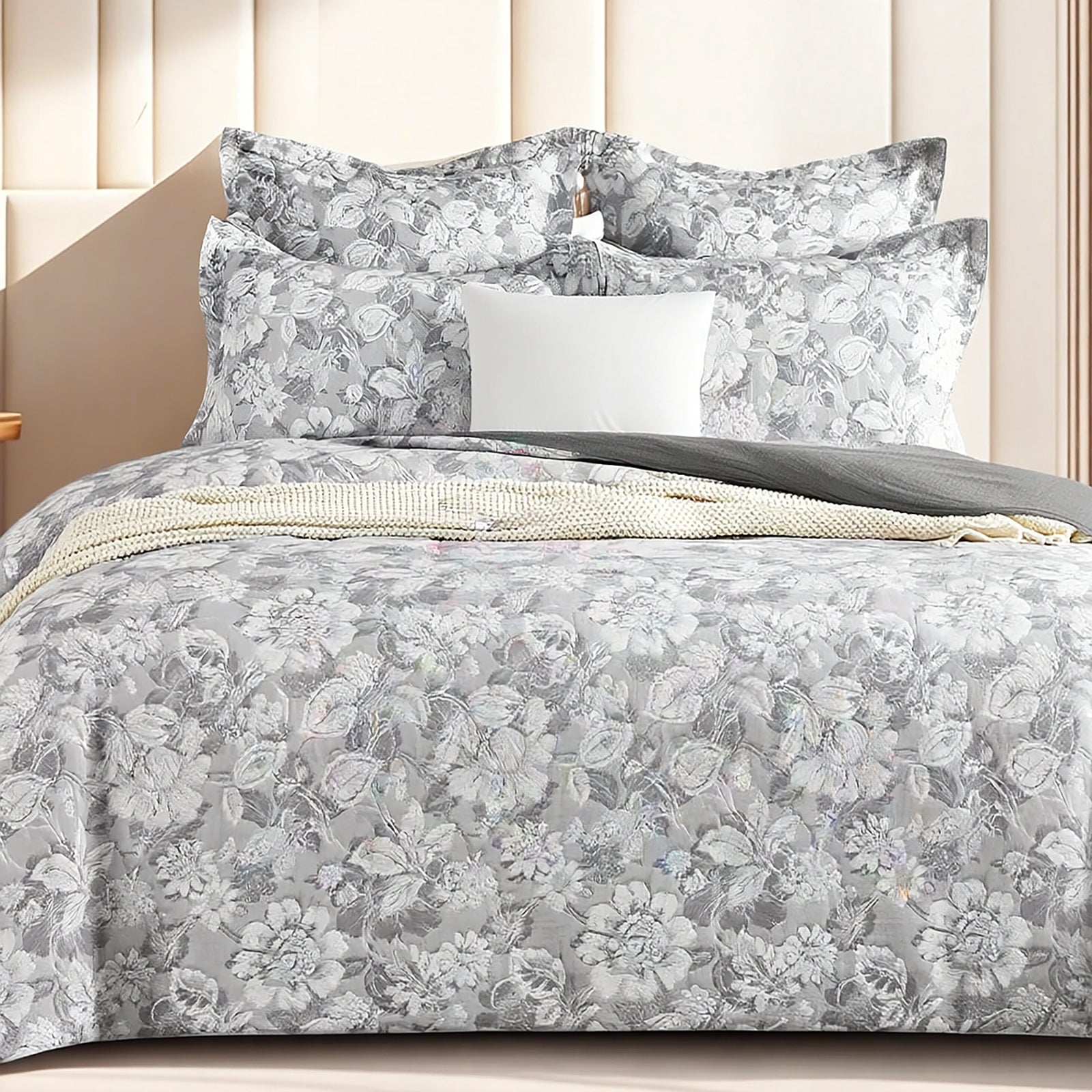 Sigma Charcoal Jacquard Queen Quilt Cover Set