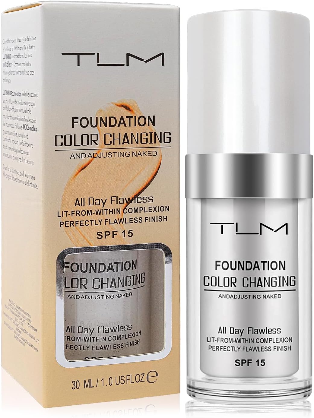 ReviGLam  Colour Changing Liquid Foundation Hides Wrinkles & Lines, BB Cream Makeup Base Concealer Cover Moisturizing Fluid for all Skin Tone SPF15, Pack of 1