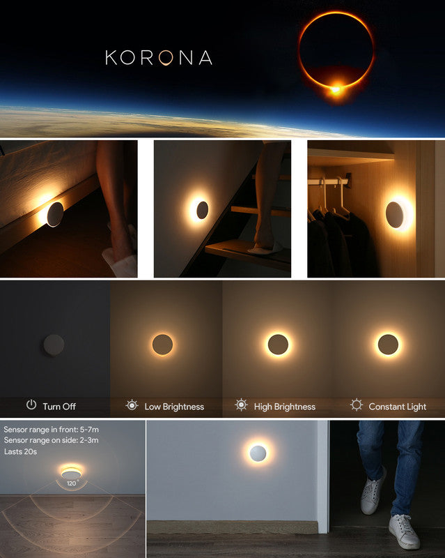 (Pack of 4）LED Motion Sensor Night Light Indoor, Cordless Battery Powered,Stick-on Warm White Light with Built-in Infrared Motion Detection, Sensor Light for Hallway,Bedroom