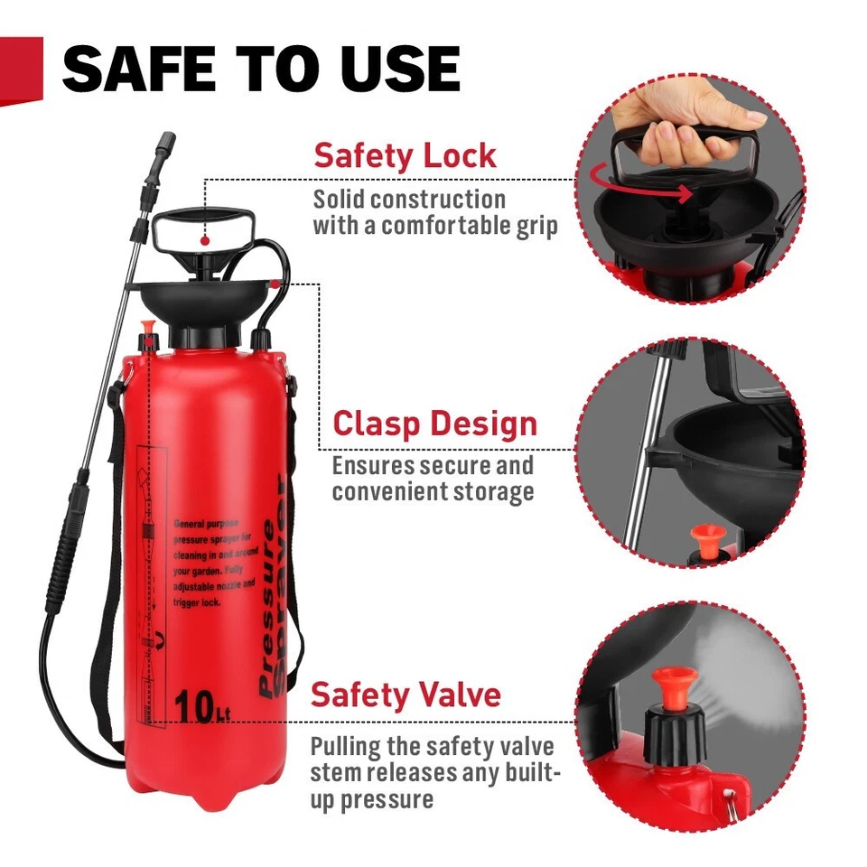10L Garden Greens Pressure Sprayer Multi-Purpose Pressure Sprayer Farm Pesticide