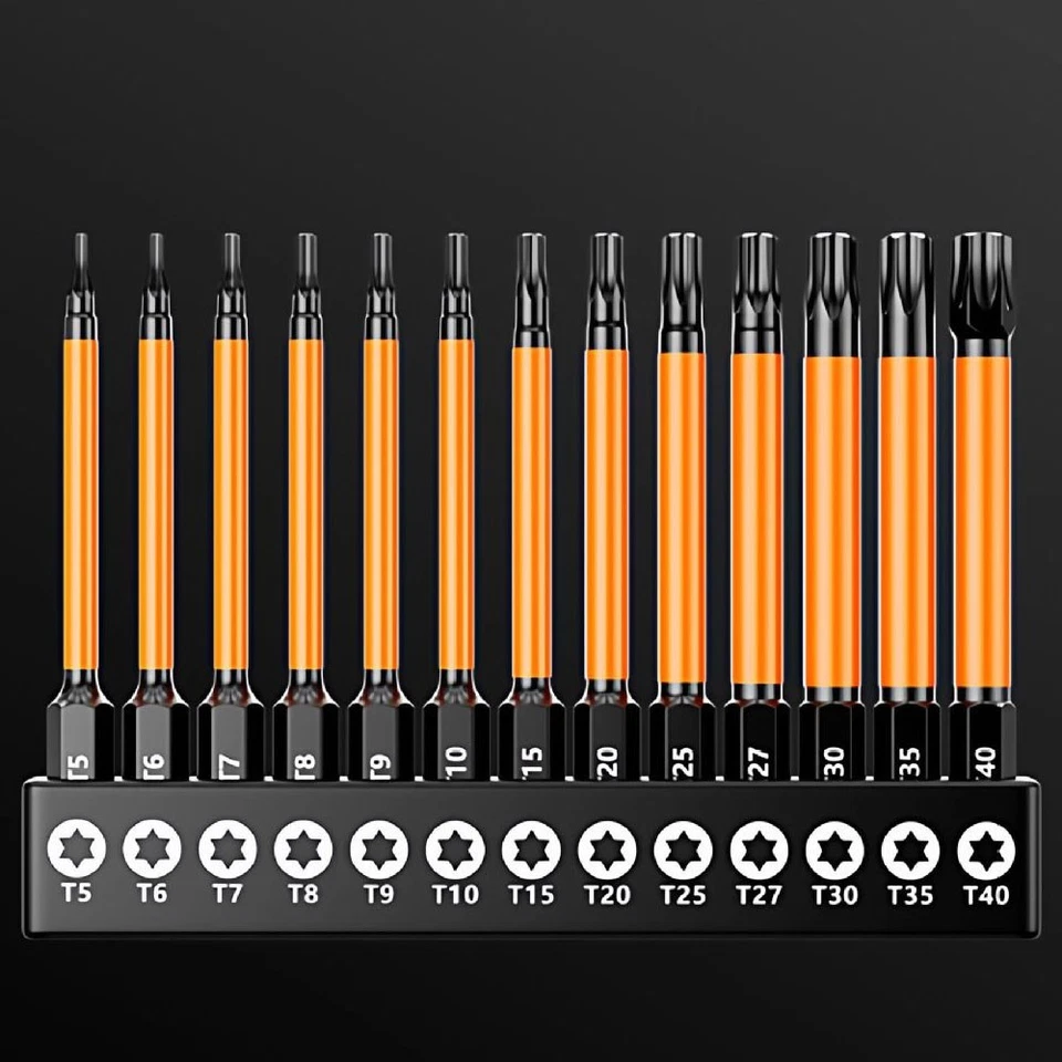 13Pc Magnetic Torx Screwdriver Bit Set 150mm Long Torque Sleeve T5-T40