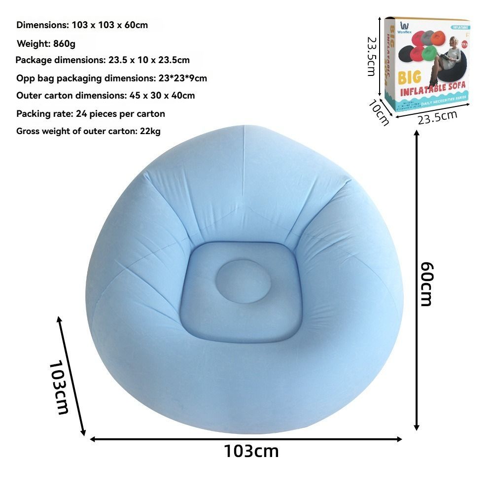 Inflatable Lazy Chair Portable Foldable Sofa Single Person Lazy Sofa Indoor - Purple - Size 01