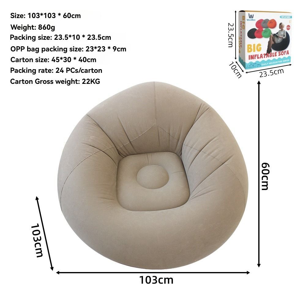 Inflatable Lazy Chair Portable Foldable Sofa Single Person Lazy Sofa Indoor - Purple - Size 01