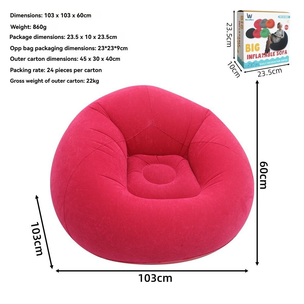 Inflatable Lazy Chair Portable Foldable Sofa Single Person Lazy Sofa Indoor - Purple - Size 01