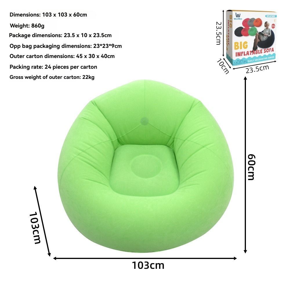 Inflatable Lazy Chair Portable Foldable Sofa Single Person Lazy Sofa Indoor - Purple - Size 01