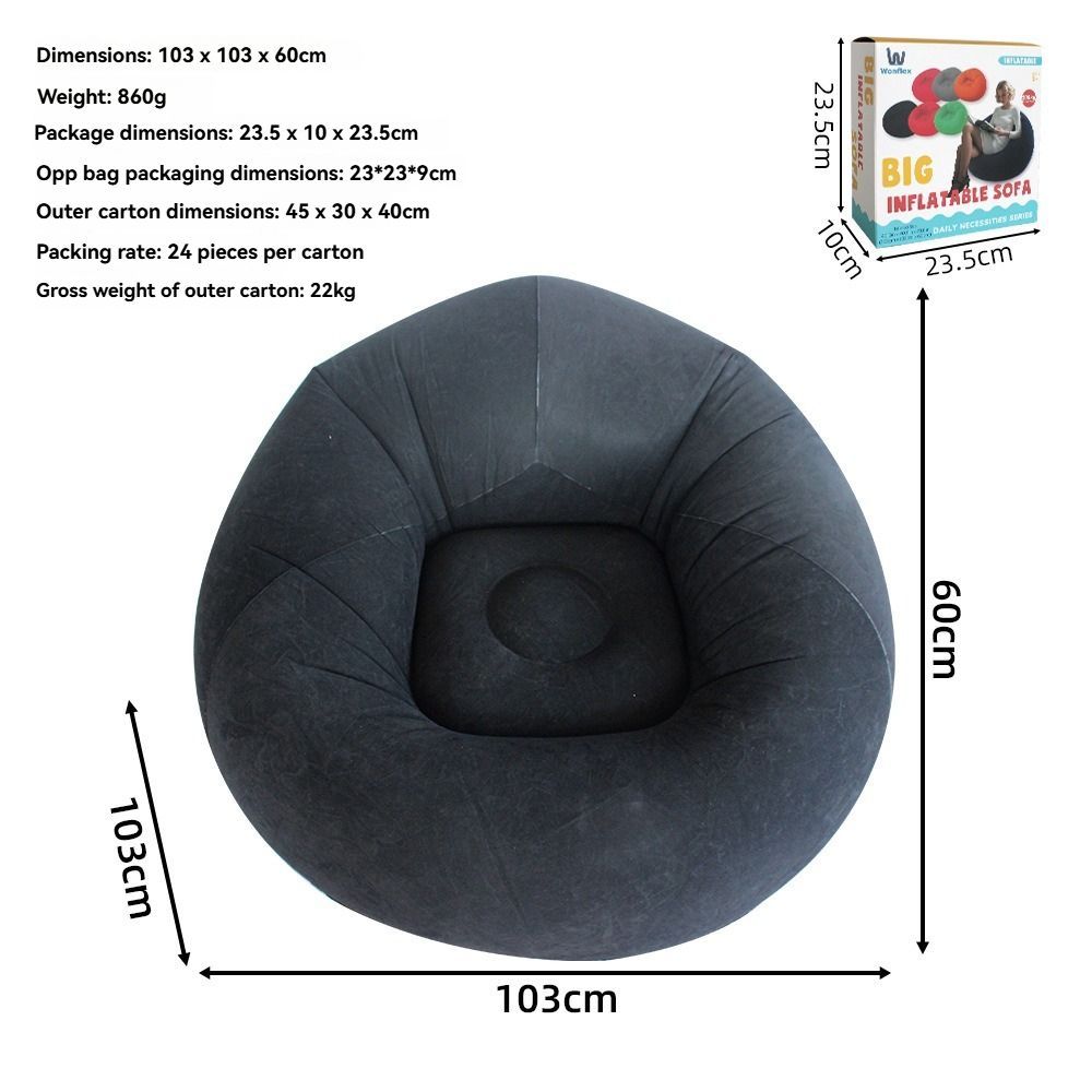 Inflatable Lazy Chair Portable Foldable Sofa Single Person Lazy Sofa Indoor - Purple - Size 01
