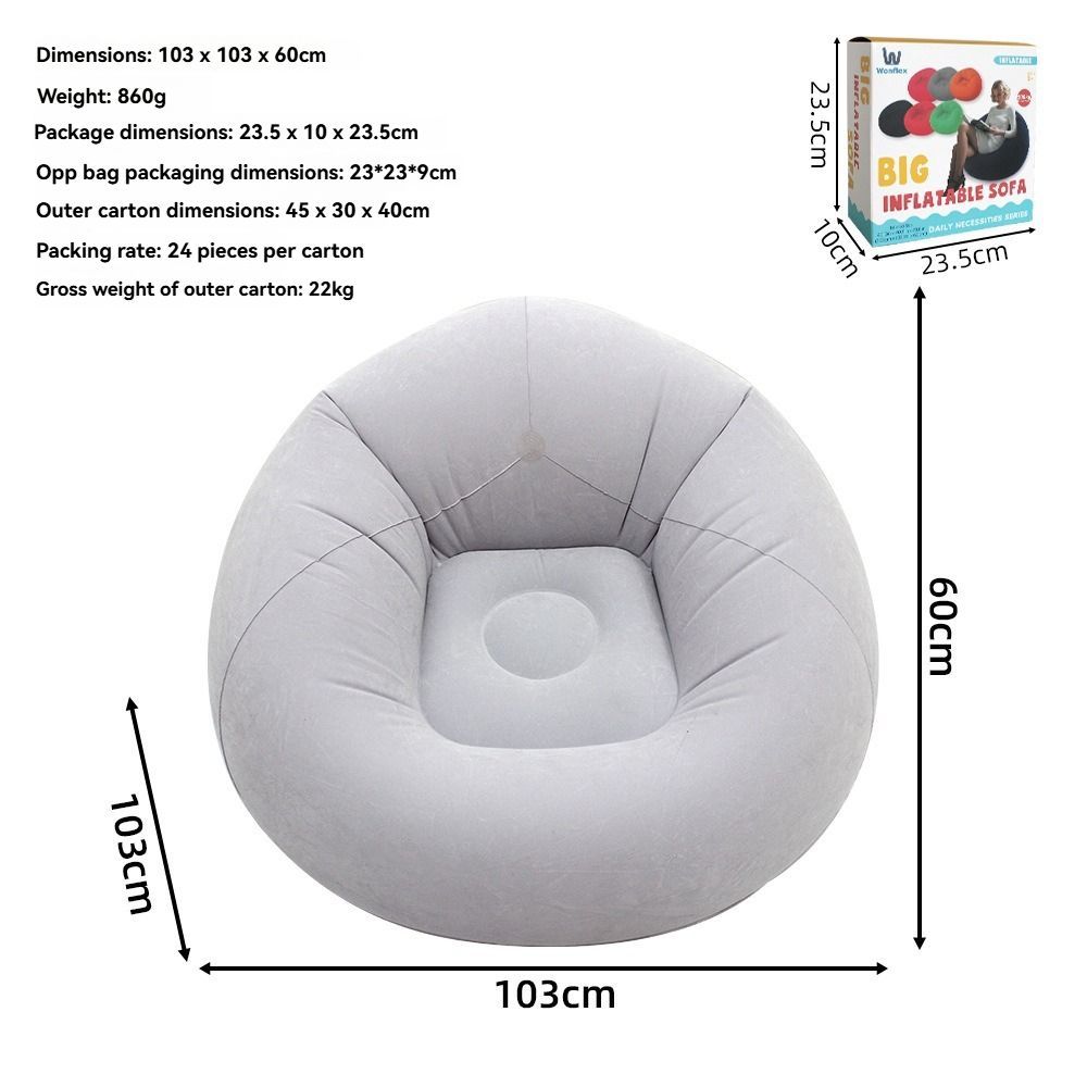 Inflatable Lazy Chair Portable Foldable Sofa Single Person Lazy Sofa Indoor - Rose - Size 01