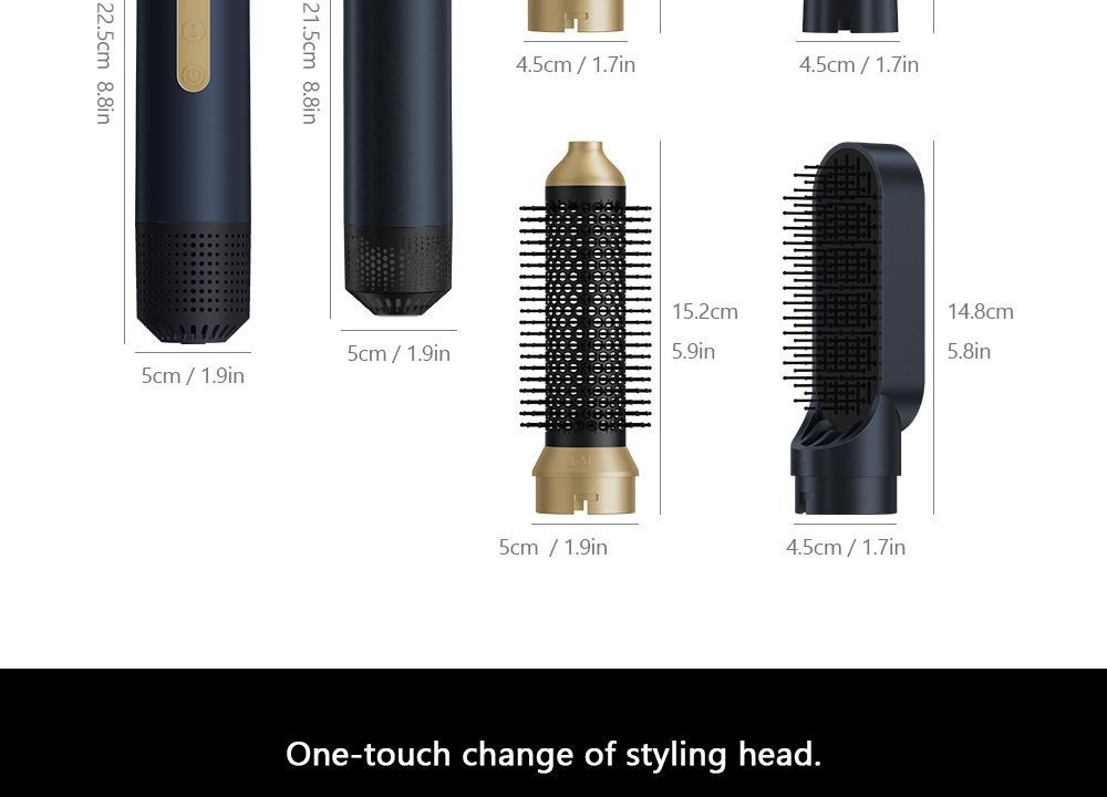 5-in-1 hair dryer, hair styling tool, hot air comb, straightening and curling, automatic curling iron, high-speed motor, Australian hair care, multifunction hair brush - Black - Size 5