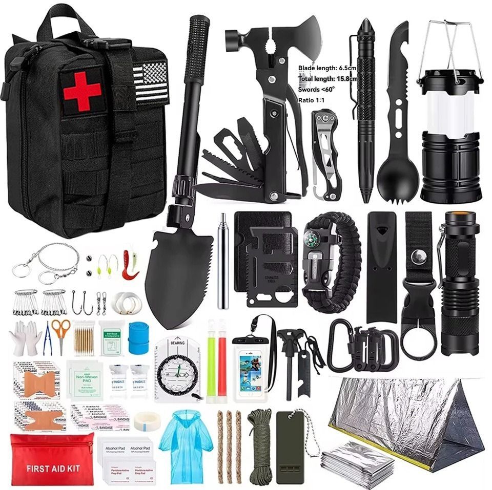 Survival Tool Kit 43-Piece Emergency Kit Outdoor Survival First Aid Kit Larger - Camouflage - Size 43 - piece set