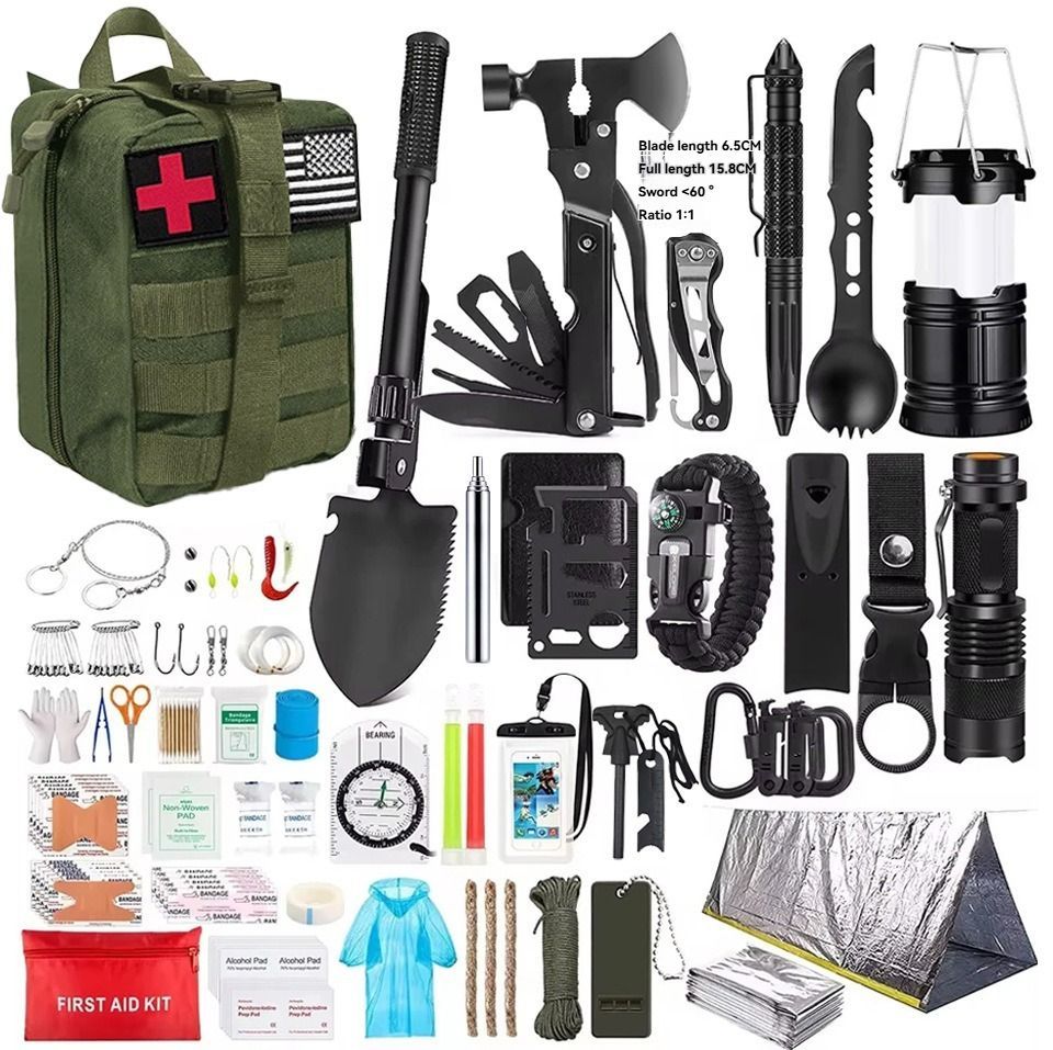Survival Tool Kit 43-Piece Emergency Kit Outdoor Survival First Aid Kit Larger - Camouflage - Size 43 - piece set