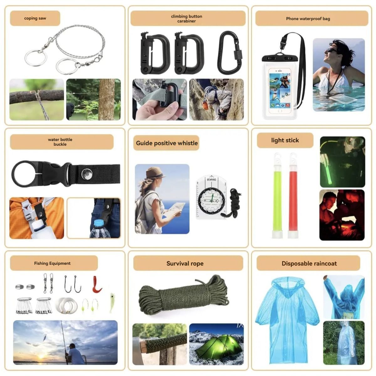 Survival Tool Kit 43-Piece Emergency Kit Outdoor Survival First Aid Kit Larger - Camouflage - Size 43 - piece set