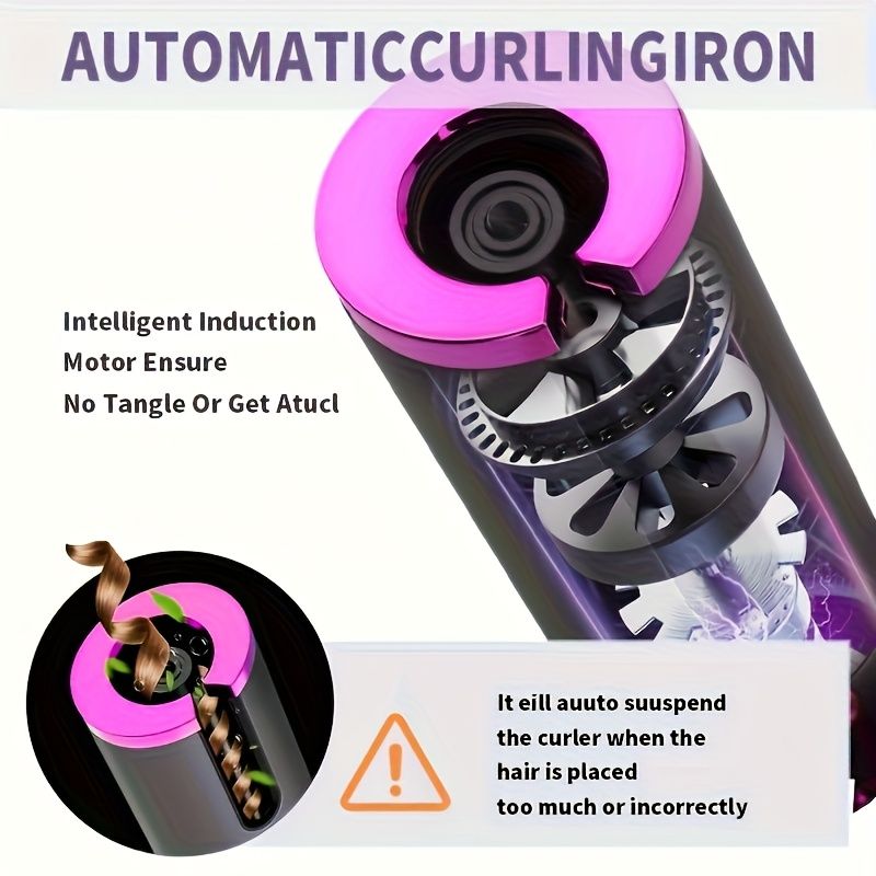 Gun - metal grey Black - gold color Black Automatic Hair Curler LED Temperature Display USB Rechargeable Curler Salon