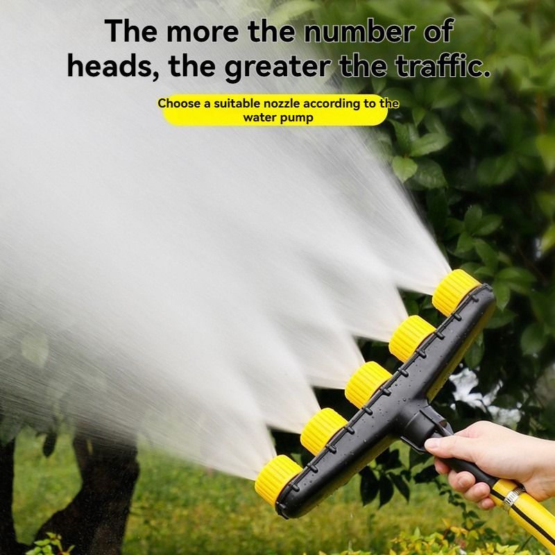 6-Head Garden Spray Nozzle Irrigation Hose Sprinkler Australian Garden Watering - Yellow - Size M