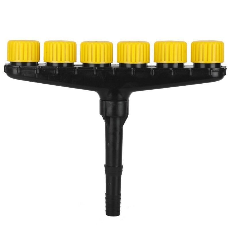 6-Head Garden Spray Nozzle Irrigation Hose Sprinkler Australian Garden Watering - Yellow - Size M