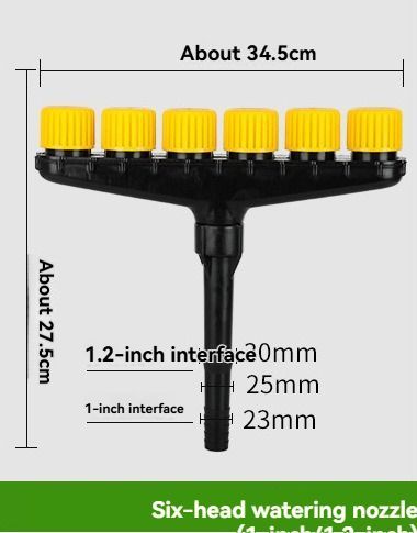 6-Head Garden Spray Nozzle Irrigation Hose Sprinkler Australian Garden Watering - Yellow - Size M