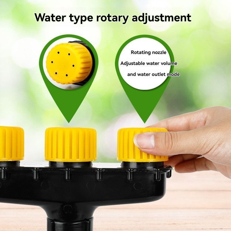 6-Head Garden Spray Nozzle Irrigation Hose Sprinkler Australian Garden Watering - Yellow - Size M