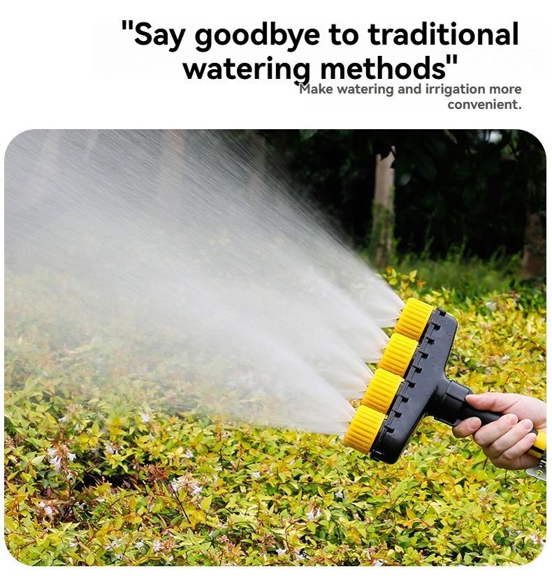 6-Head Garden Spray Nozzle Irrigation Hose Sprinkler Australian Garden Watering - Yellow - Size M