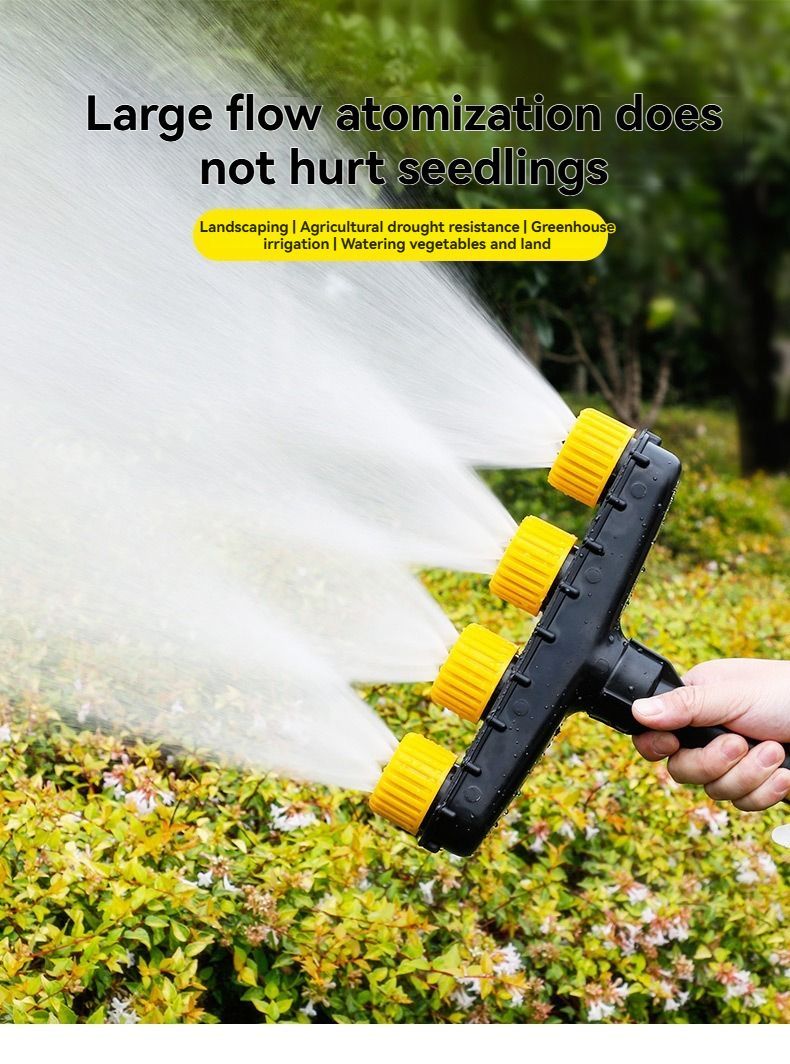 6-Head Garden Spray Nozzle Irrigation Hose Sprinkler Australian Garden Watering - Yellow - Size M