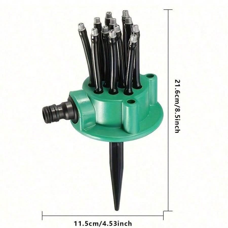 garden sprinkler, 360 degree automatic sprinkler, multi head irrigation tool, lawn watering, garden hose sprinkler, Australian garden, adjustable sprinkler, outdoor watering, garden irrigation - Green - Size M