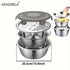 KEMORELA, 4-in-1 kitchen set, stainless steel kitchen tools, Australian kitchen essentials, rice washer, grater, colander, cooking prep tools, kitchen storage, home cooking gadgets, mixing bowl with lid, kitchen space saver, multi-purpose kitchen set - Si
