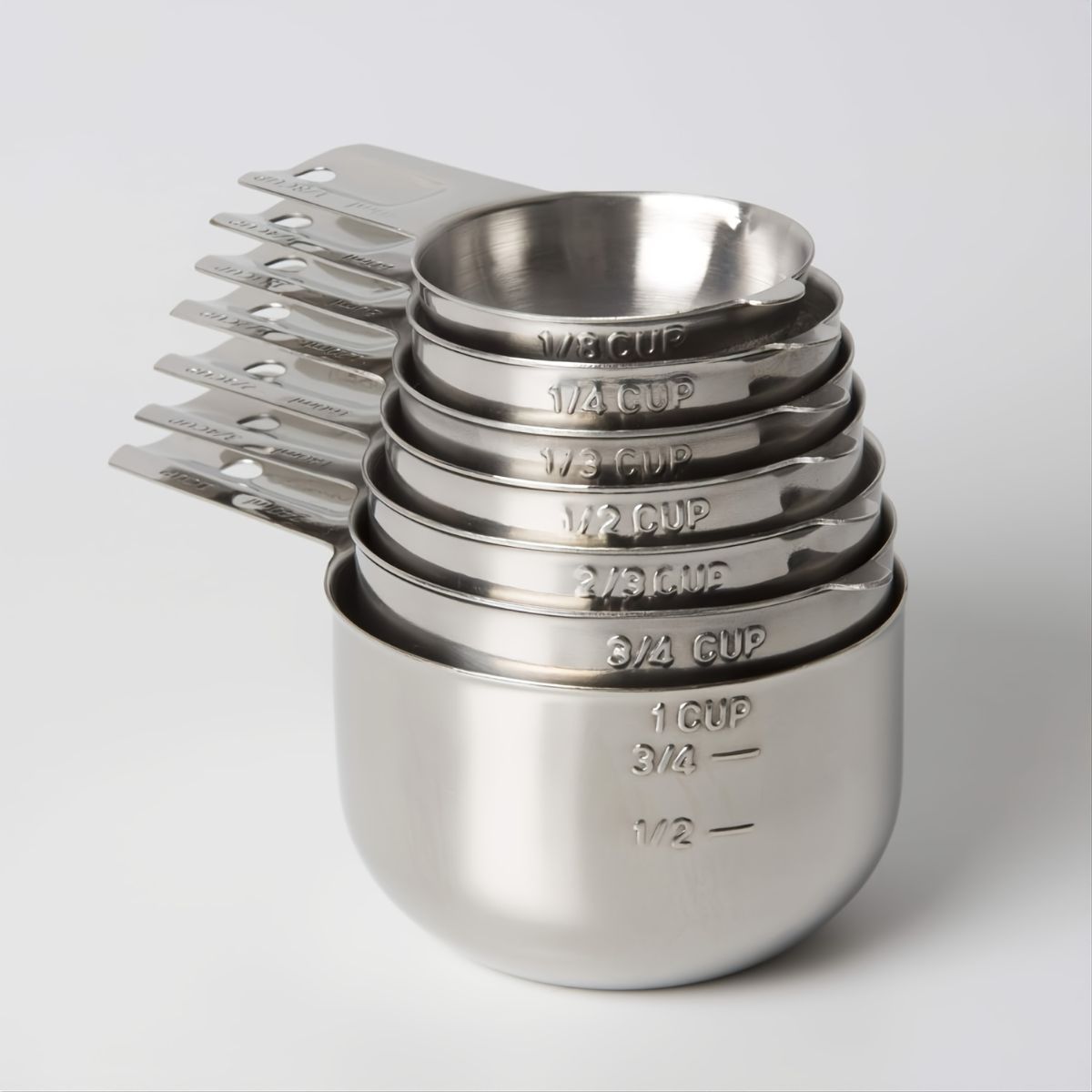 measuring cups, stainless steel measuring cups, kitchen measuring set, baking measuring tools, food grade measuring cups, measuring cup set, kitchen utensils, baking accessories, cooking tools, Australian kitchen - Silver - Size 7pcs