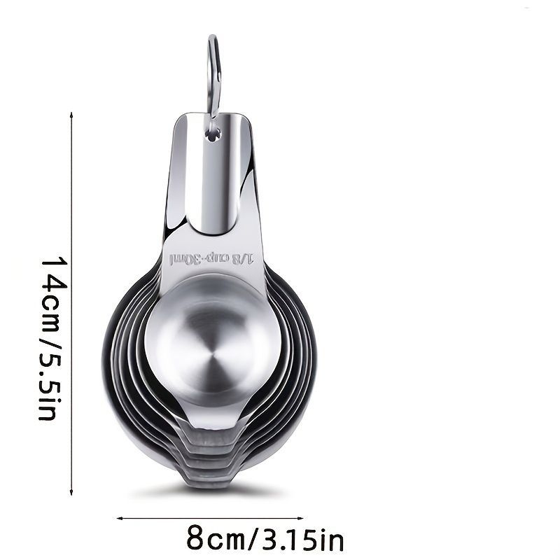 measuring cups, stainless steel measuring cups, kitchen measuring set, baking measuring tools, food grade measuring cups, measuring cup set, kitchen utensils, baking accessories, cooking tools, Australian kitchen - Silver - Size 7pcs