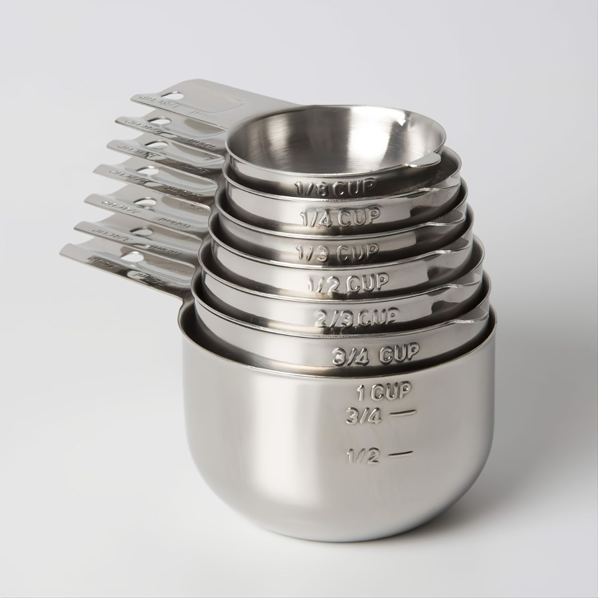 measuring cups, stainless steel measuring cups, kitchen measuring set, baking measuring tools, food grade measuring cups, measuring cup set, kitchen utensils, baking accessories, cooking tools, Australian kitchen - Silver - Size 7pcs