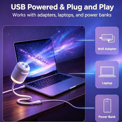 24Films 2-in-1 Galaxy Projector Night Light 5D Holographic Night Light Projector USB Plug Star Projector 360° Adjustable Mini Ocean Projector for Bedroom Ceiling Wall - Multi - Size 24 Films