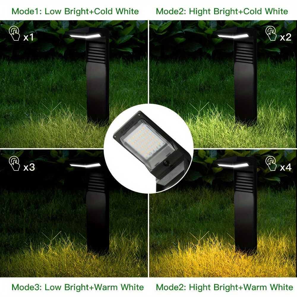 solar path lights, 2-pack, warm white cool white, four lighting modes, outdoor lighting, garden lights, driveway lights, lawn lights, Australian outdoor decor, eco-friendly path lights - Black - Size 2pcs