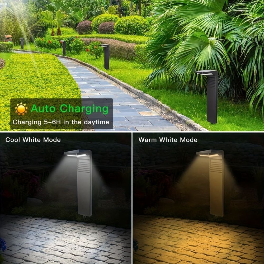 solar path lights, 2-pack, warm white cool white, four lighting modes, outdoor lighting, garden lights, driveway lights, lawn lights, Australian outdoor decor, eco-friendly path lights - Black - Size 2pcs
