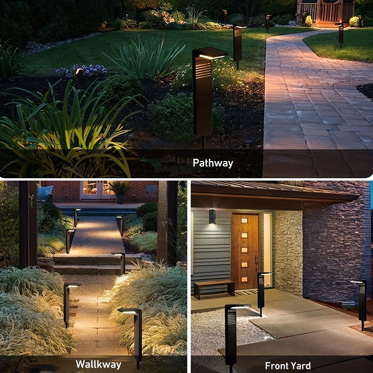 solar path lights, 2-pack, warm white cool white, four lighting modes, outdoor lighting, garden lights, driveway lights, lawn lights, Australian outdoor decor, eco-friendly path lights - Black - Size 2pcs