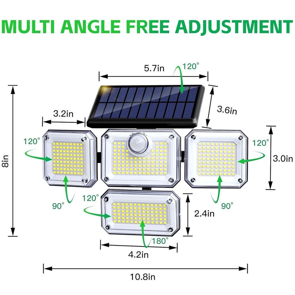 solar outdoor light, motion sensor wall light, waterproof led light, rotatable solar panel, Australian outdoor lighting, energy saving garden light, dusk to dawn light - White light - Size 1PCS