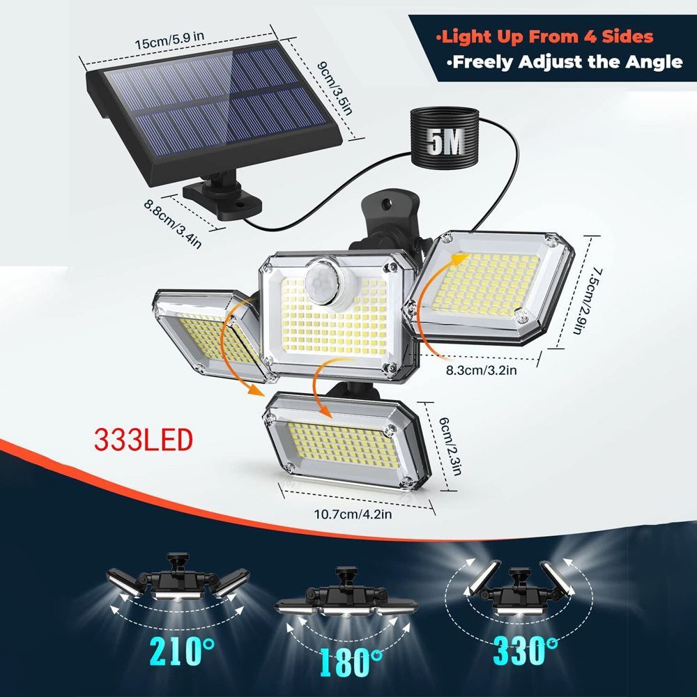 solar outdoor light, motion sensor wall light, waterproof led light, rotatable solar panel, Australian outdoor lighting, energy saving garden light, dusk to dawn light - White light - Size 2PCS