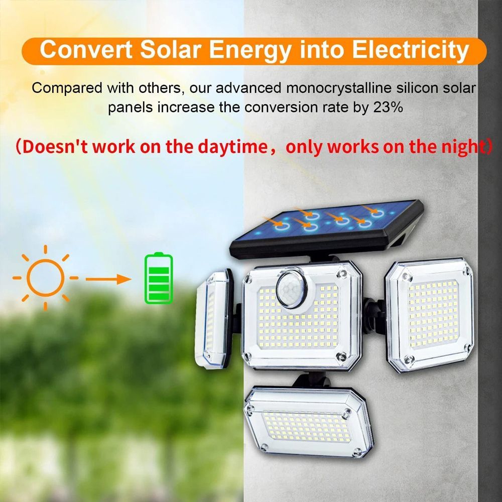 solar outdoor light, motion sensor wall light, waterproof led light, rotatable solar panel, Australian outdoor lighting, energy saving garden light, dusk to dawn light - White light - Size 4PCS
