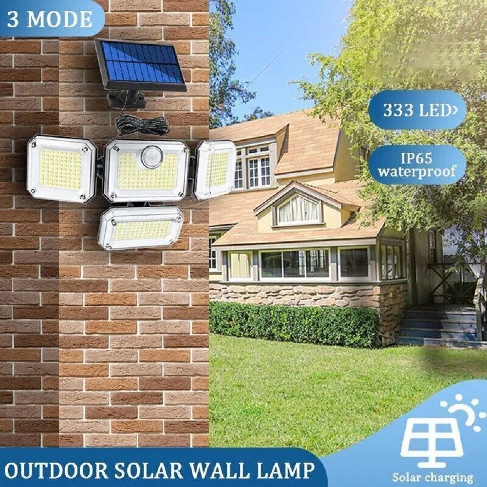 solar outdoor light, motion sensor wall light, waterproof led light, rotatable solar panel, Australian outdoor lighting, energy saving garden light, dusk to dawn light - White light - Size 4PCS