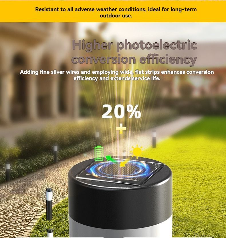Solar Lawn Lights Stainless Steel Outdoor Lights 3-LED Garden Lights Waterproof - Black with white light - Size 1PCS