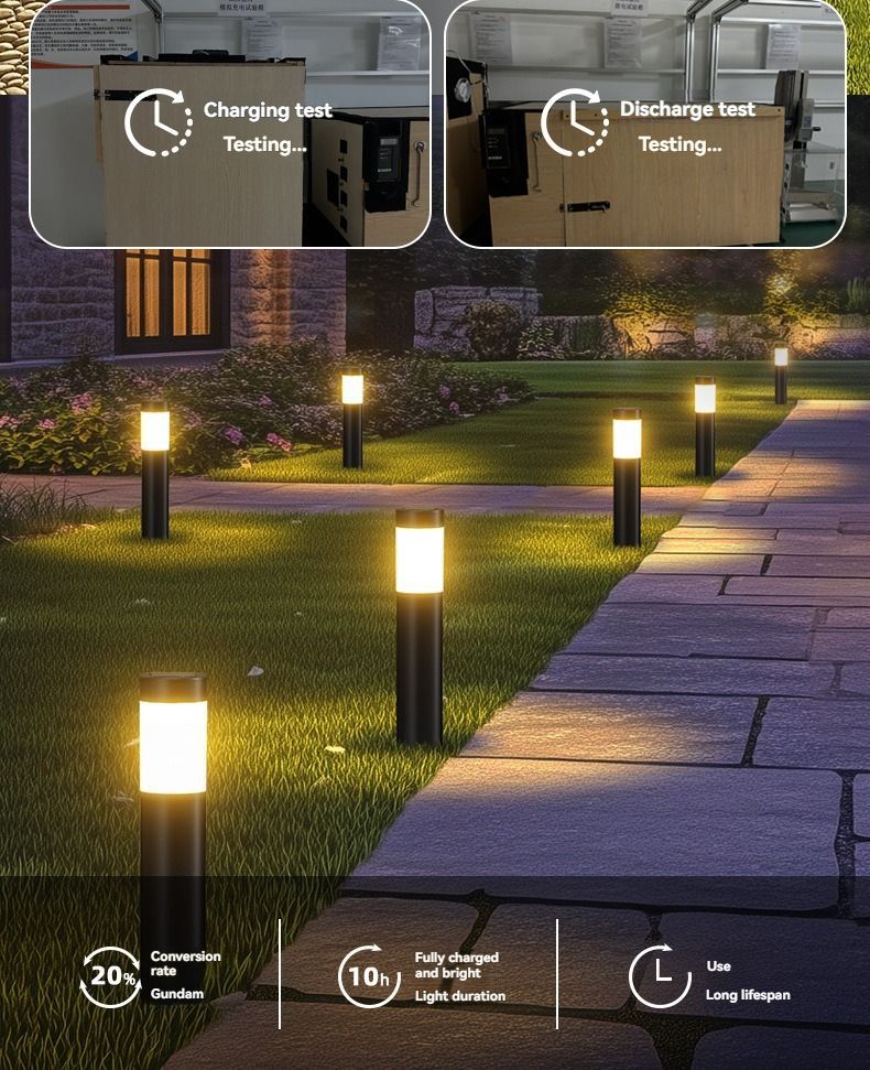 Solar Lawn Lights Stainless Steel Outdoor Lights 3-LED Garden Lights Waterproof - Black with white light - Size 1PCS