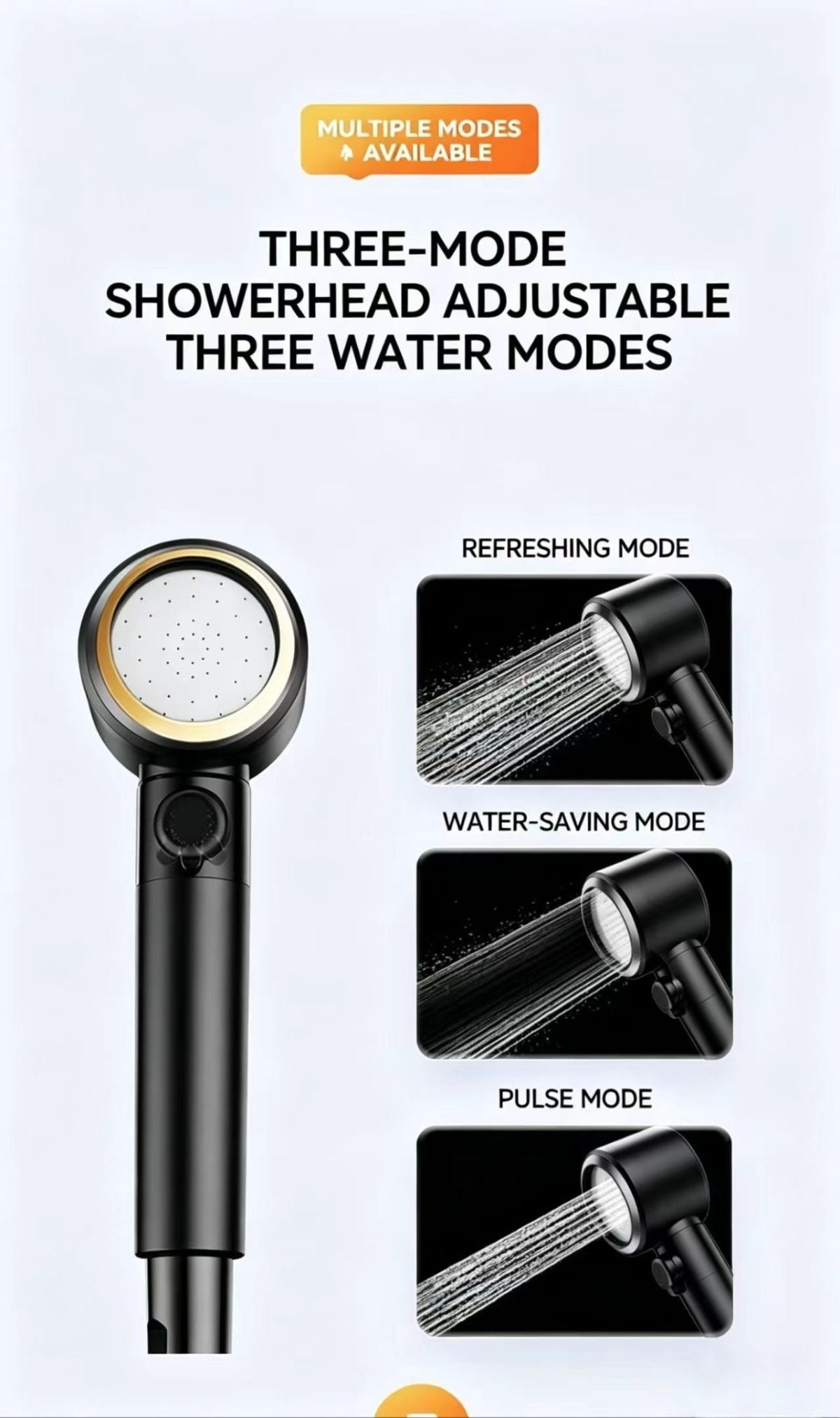 Portable Shower Head 8000mAh Battery Multi-Functional Shower Indoor Outdoor Use - Black - Size 8000amh