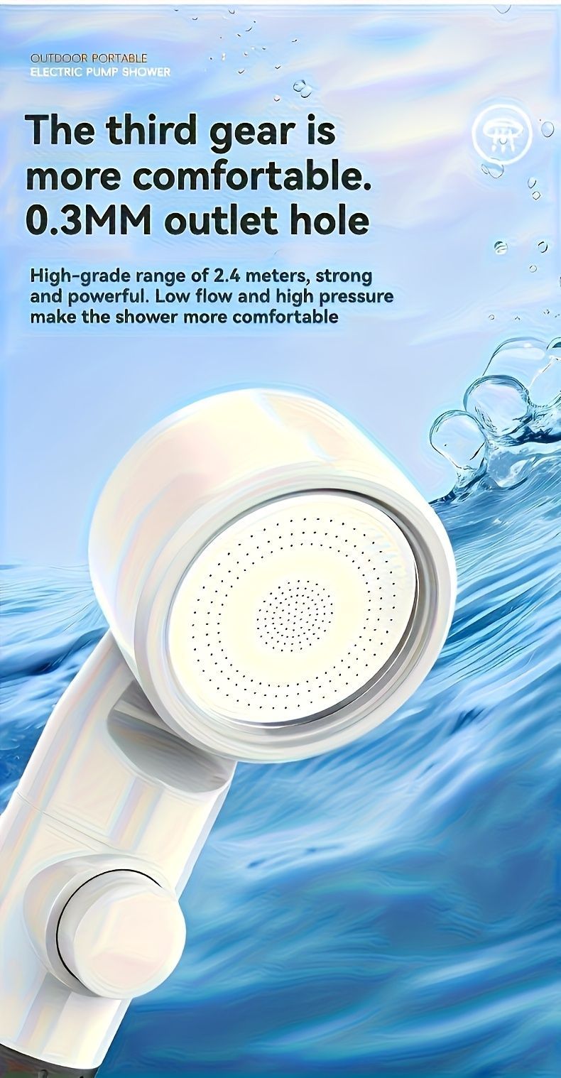 Portable Electric Camping Shower Water Heater 36V USB Rechargeable 5000mAh