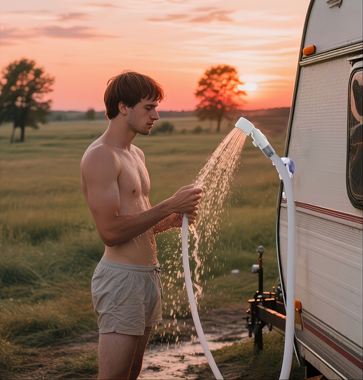 Portable Electric Camping Shower Water Heater 36V USB Rechargeable 5000mAh